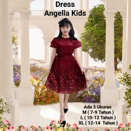 Dress Kondangan Anak Perempuan Dress Angella Kids 7-14 Tahun Gaun Abg Cewek Dress Natal