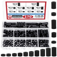 170Pcs Nylon Round Spacer Standoff Screw Nut Assortment Kit, Nylon PA66 Plastic Standoff OD 11mm and