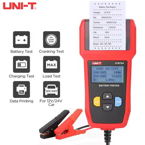 UNI-T UT673A UT675A 12V/24V Car Battery Tester Digital Car Diagnostic Battery Tester Analyzer Car Ch
