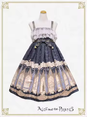 Traveler's Song Women's Cupid Church Printing Lolita JSK Dress Sleeveless Suspender Kawaii Dress Bow