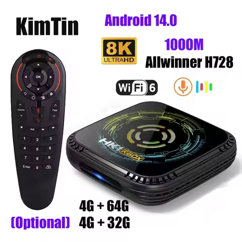 8K TV Box HK1 H8X Android 14 Tvbox H728 Quad Core 4GB 32GB 64GB 2.4G 5G WiFi6 BT5.0 USB3.0 Support 4