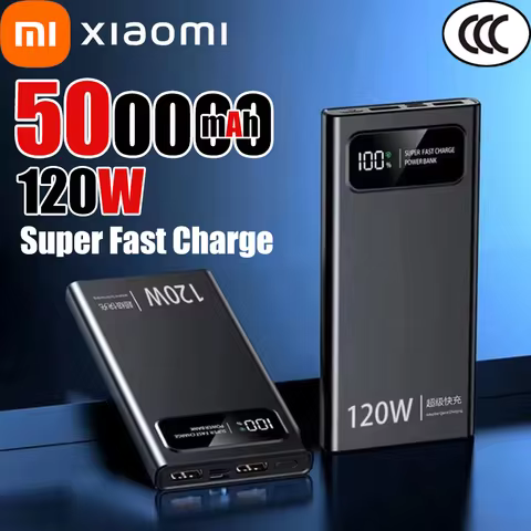 Xiaomi 500000mAh Power Bank 120W Super Fast Charging Battery High Capacity Digital Display Power Ban