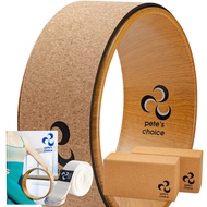 Cork Yoga Wheel, Cork Yoga Blocks - Extra Firm High Density Yoga Bricks I Natural & Eco-Friendly. Bo