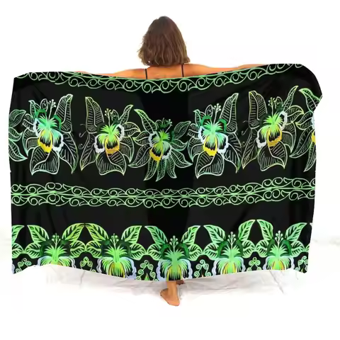 Hawaiian Tropical Elegant Sarong Shawl Custom Polynesian Floral Print Tribal Ethnic Pattern 3d Print