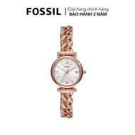 Đồng hồ nữ Fossil CARLIE ES5330 dây thép không gỉ mặt 28MM màu vàng hồng kim dạ quang và cọc số La M