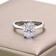 Super White D Diamond Real Moissanite Ring S925 Sterling Silver Oval Cut 2ct Wedding Engagement Wome