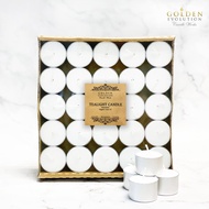 GE Candle Works 50 PCS 8 Hours+/- Burning Unscented Palm Tealight Candles (23grams) *3 Colors to cho