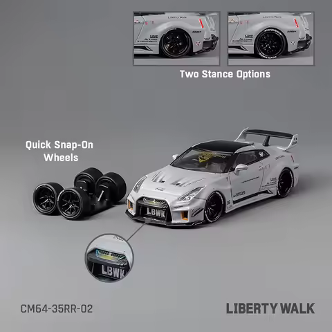 Diecast 1:64 Scale Nissan Lbwk Gtr R35 RR Simulated Alloy Static Car Model Static Display Collectibl
