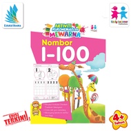 Buku Aktiviti - Aktiviti Asas Menulis Nombor 1-100 - Buku Latih Tubi - Prasekolah - Buku Belajar Menulis - ABC - Numbers