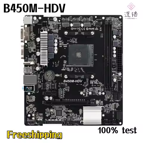 For ASROCK B450M-HDV Motherboard 64GB HDMI PCI-E3.0 M.2 Socket AM4 DDR4 Micro ATX B450 Mainboard 100