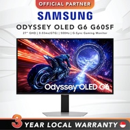 Samsung Odyssey OLED G6 G60SF | 27” QHD | 0.03ms(GTG) | 500Hz | G-Sync Gaming Monitor (LS27FG602SEXX