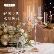 Light Luxury High-End European-Style 9-Head Crystal Candle Holder K9 High-Transparency Polishing Cro