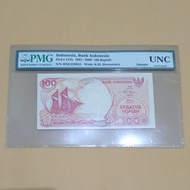 Uang Kuno Indonesia 100 Rupiah 1992 PMG UNC Perahu Pinisi Layar