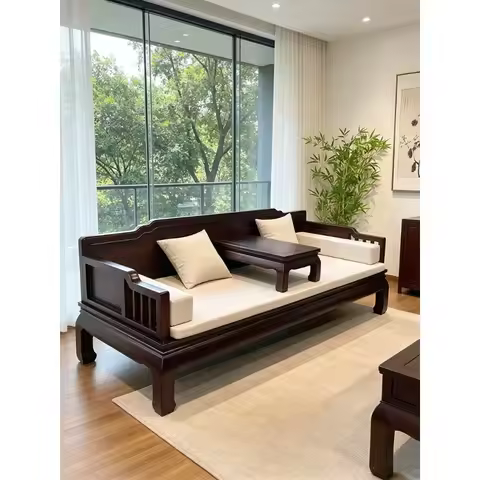 Rosewood Arhat Bed New Chinese Solid Wood Living Room Sofa Bed Villa Hotel Medieval Sofa