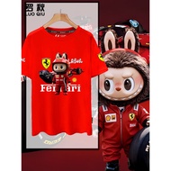 Labubu Ferrari F1 Racing Team T-shirt 100% Cotton Unisex Student Summer Casual Top for F1 Fans