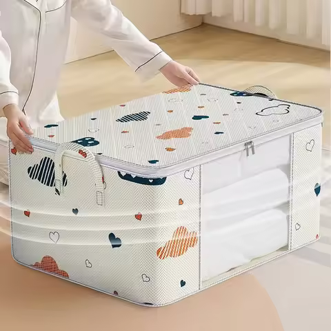 1pcs Quilt Storage Bag Dust-proof Wardrobe Quilt Clothes Organizer Household Blanket Zipper Sorting 