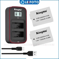 KingMa LP-E8 2-Pack Battery and LCD Dual Charger Kit for Canon EOS 700D 650D 600D 550D