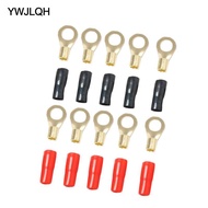 [YWJLQH] 5 Pairs 8 AWG Electrical Ring Terminal Wire Connector Gold-plated Brass