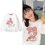 2023 NEWMelody kanak-kanak Sweatshirts Sanrio Pullover fesyen Kawaii Anime kartun kasual pakaian Gir