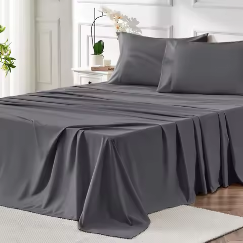 us4pcs 2000 Thread Count Cooling Bamboo Bed Sheets Set, Breathable Soft Hotel Bed Sheets with 16" De