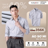 Men's Plain Shirt PREMIUM OXFORD FABRIC Gray Long Sleeve Premium Oxford Fabric - KURAMAN