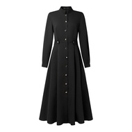 ZANZEA | เดรสยาวทรงเอไลน์ แขนยาว คอเต่า ติดกระดุม สำหรับผู้หญิง ไซส์ใหญ่ สไตล์ลำลอง แบรนด์ ZANZEA เส