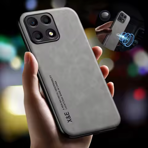Honor X8a 2023 Case Leather Texture Car Magnetic Holder Cover For Honor X8a HonorX8a X8 a X 8a 4G Pr