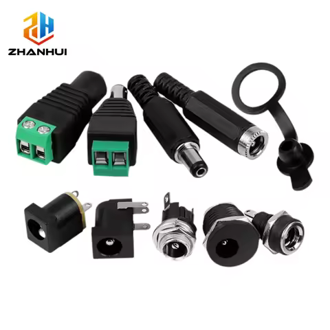 5PCS DC Power Socket & Plug Kit - DC-005/015/022/025/099 Male/Female Connector 5.5x2.1/2.5mm Round H