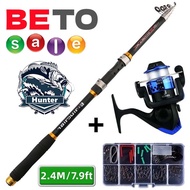 A01-Fishing Rod And Fishing Reel Set (2.4M/7.9ft) Complete Of Equipment With Line Ready To Use.