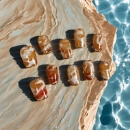 Purely hand-made wearable nails, caramel agate, detachable wearable nails, nail art patches, crystal