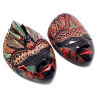 Topeng Rama Shinta Batik Kayu Bibir Merah L25 (Hiasan dinding nuansa seni budaya)