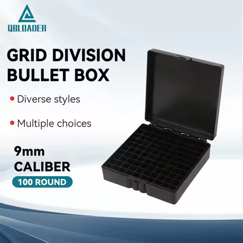 100 Rounds Tactical Ammo Box 9mm Pistol Rifle Ammo Bullet Carry Storage Box Flip-TopCartridge Storag