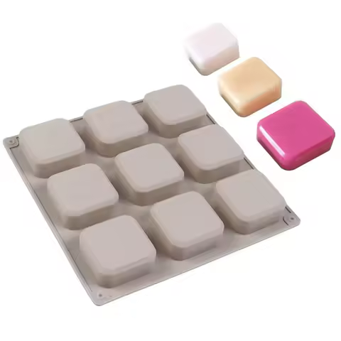 Square Soap Silicone Mold 9-Cavity Square Ice Cube Chocolate Cake Candy Baking Resin Mold