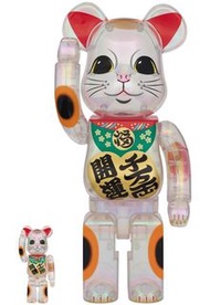 現貨 全新未開 招財貓 透明 Bearbrick BE@RBRICK 招き猫 開運・千万両 透明メッキ 100％ & 400％