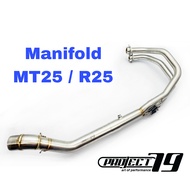 Yamaha R25 / MT25 Akrapovic R1M Full System Exhaust Stainless Ekzos Muffler Straight Manifold ** MT2