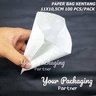 PUTIH (Isi 100) Small Paper Bag Potato Grade Paper Bag 11cmx10.5cm White Paper Bag/Kraft Bag Wrapping Potato/Food