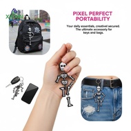 HanxiStyle Creative Acrylic Pixel Skull Keychain Funky Bag Pendant Gift for Boys Girls Durable Key R