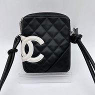 「JL精品代購」香奈兒黑白康鵬單肩斜挎相機包