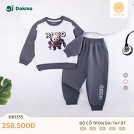 Dokma DB3333 boys' long-sleeved round neck set (3-7Y) made of fish skin cotton