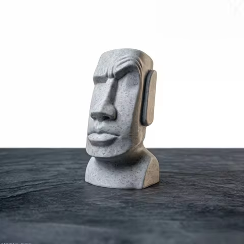 Raising eyebrows Moai statue - Easter Island avatar, eye-catching "Are you serious?" emoji desktop d