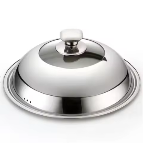 Visible Cooking Wok Pan Lid Stainless Steel Universal Pan Cover Visible Replaced Lid for Frying Wok