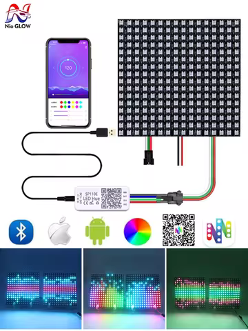 USB WS2812B LED Pixel SP110E Kit Bluetooth Controller APP RGB WS2812 Strip Individually Addressable 