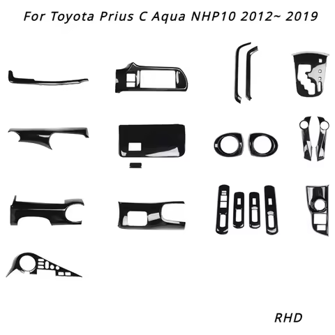 For Toyota Prius C Aqua NHP10 2012~ 2019 Car Accessories Interior Mouldings Carbon Fiber Style Cente