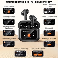 Awei T56 Bluetooth Earphones Smart Touch Screen Bluetooth 5.4 ANC+ENC Noise Cancelling Wireless Earb