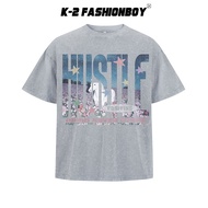 [K-2] Washed Short-Sleeved Top Stars Flowers Full Piece Flower Valley Short T Wear Versatile Unisex 