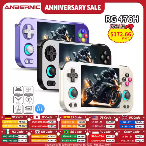 ANBERNIC RG 476H Android Handheld Game Console 4.7"HD Multi-touch Full Screen Hall Triggers Wifi Ret