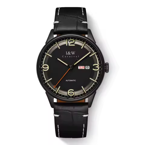 I&W Men Automatic Watch 41mm Mechanical Wristwatch Ultrathin 3ATM Waterproof Luminous Sapphire Week 