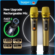 ส่งจาก กทม Seamwi UHF Wireless Microphone ไมค์ไร้สาย ไมค์ร้องเพลง ไมโครโฟนแบบชาร์จไฟได้