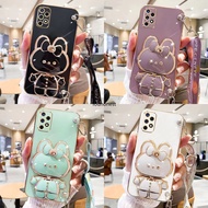 Casing Samsung Galaxy A52 Case Samsung A52S Case Samsung A32 A72 Case Samsung A12 A13 Case Samsung A04S Case Samsung A53 M12 Case Cartoon Stand Vanity Mirror Case Bunny Rabbit Holder Crossbody Phone Strap Cover Cassing Cases Case KD