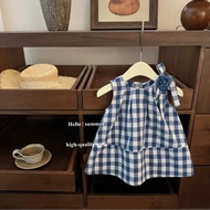 Girls Dress Summer Summer Summer Dress Sweet Western Style Children Checked Vest Dress Baby Summer D